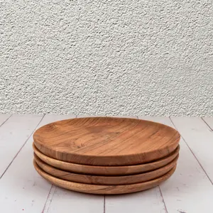 Hot Selling Easy Cleaning And Lightweight Large Round Wood Tray Plates Round Wooden Plate Kitchen Tools For Dishes Snack