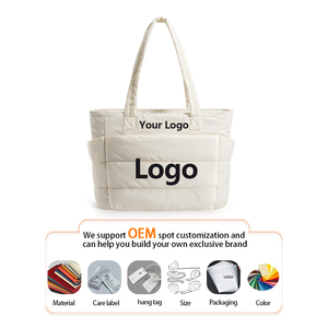 Borsa Tote Trapuntata Bianca da Donna con Logo Personalizzato - Borsa a Spalla Multitasca di Grande Capacità per Lavoro e Viaggi - Product Image 1