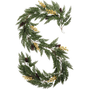 Guirlandes artificielles en pin avec baies et cônes pour la décoration de Noël intérieure et extérieure, idéales pour la décoration florale et les créations artisanales. - Product Image 1
