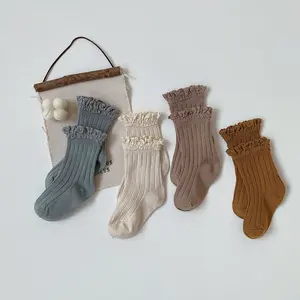 Rib knit vintage baby socks lace trim