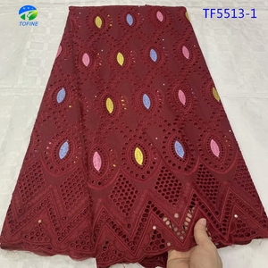 Bel bambino rosa svizzero di pizzo 100% di cotone a secco di pizzo di nozze tessuto con pietre - Product Image 2