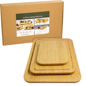 Bamboo Cutting Board Set 3-Piece Rectangle Solid <b>Wood</b> Chopping <b>Blocks</b> For Vegetables And Cooked Food - Product Image 2
