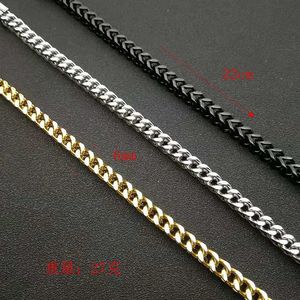 สร้อยข้อมือสแตนเลสสตีล 6 มม. 22 ซม. สีทอง สีเงิน สีดำ สไตล์ฮิปฮอป เครื่องประดับผู้ชาย ดีไซน์เรขาคณิต สร้อยข้อมือแฟชั่น - Product Image 5