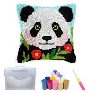 Panda Custom Pattern DIY Latch Hook Pillow Kit Handmade Home Decor Yarn Decoration Craft Gift Textile & Fabric Crafts