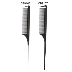 Private Label Professional Salon Dressing Tool Carbon antistatico Hair Barber Long Steel Tail Thin Teeth Braid Comb - Product Image 1