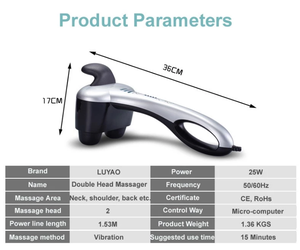 Martillo masajeador corporal de percusión manual, máquina para la circulación sanguínea con calefacción de dos cabezales - Product Image 5
