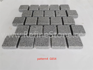 G654 flamed Tumble gạch đường lái xe pavers ngoài trời lối đi Cobblestone Granite lát đá với lưới - Product Image 4
