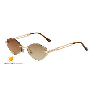 Gafas de Sol Personalizadas con Marco Poligonal sin Montura para Mujer, Lentes de PC con Protección UV400, Estilo Instagram - Product Image 2