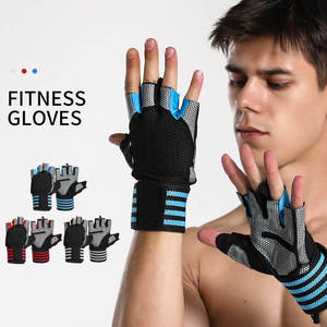 Gants de <span class=keywords><strong>musculation</strong></span> à demi-doigts avec logo personnalisé et <span class=keywords><strong>sangle</strong></span> de poignet réglable - Product Image 3
