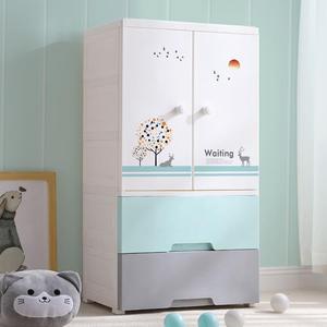 Two door open 3-layer hanging baby plastic clothes drawer cabinet cupboard for kids