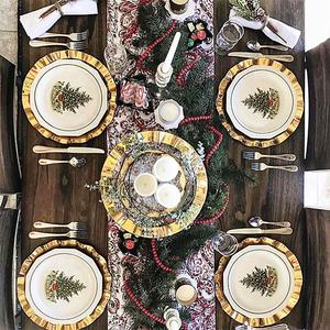 Assiette de présentation élégante 2020 avec bordure dorée en verre, motif floral, édition spéciale usine - Product Image 5