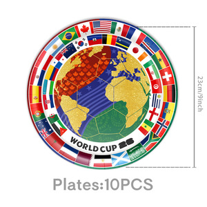 Décoration de fête Série Tournoi Mondial de Football 2026 Assiettes en carton, gobelets en papier et serviettes en papier pour événements scolaires, écologiques et recyclables - Product Image 3