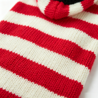 Sweat à capuche pour chien tendance et mignon, rayé rouge et blanc, col roulé, tricoté, vêtements pour animaux de compagnie, chaud pour l'hiver