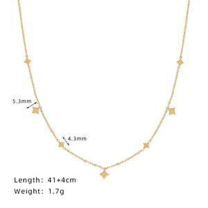 Collar de Cadena Plana con Eslabones Brillantes y Diseño de Estrella Bohemia, Chapado en Oro de 18K sobre Acero Inoxidable, para Mujer, Antideslustre, Ideal para Aniversario - Product Image 4