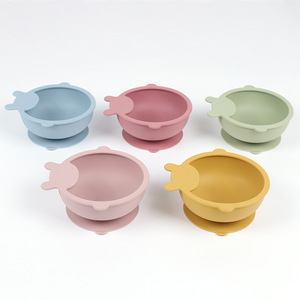 Plato de Silicona de Grado Alimenticio con Diseño de Oso de Dibujos Animados, Plato de Entrenamiento para Alimentos para Bebés Antideslizante y Tazón con Succión, Vajilla Infantil - Product Image 4