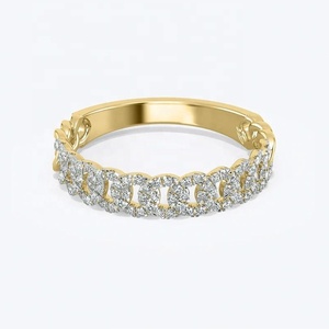 เครื่องประดับชั้นดี เงินแท้ 925 สร้อยคิวบาแบบฝังเพชร แหวนชุบทอง 14k ประดับเพชรแบบพาเว่ ปี 2024 สำหรับผู้หญิง - Product Image 3