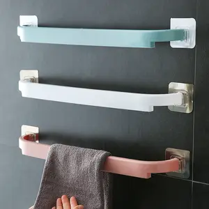 Huishouden Zelfklevende Handdoekenrek Plastic Muur Gemonteerde Thuis Badkamer Frame Adhesive Eenvoudige Badkamer Plank