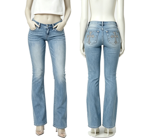 Jean en denim taille basse pour femme, coupe skinny, délavé effet usé, amincissant, prêt à être expédié, Nouveau modèle très apprécié - Product Image 1