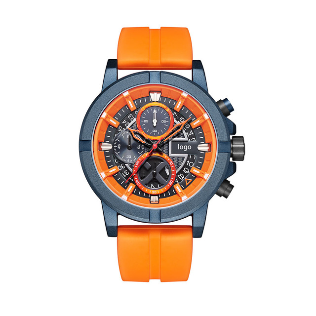 Hip Hop Men Chronograph Watch Outdoor Silicone Strap Waterproof Style Quartz Sports Watches