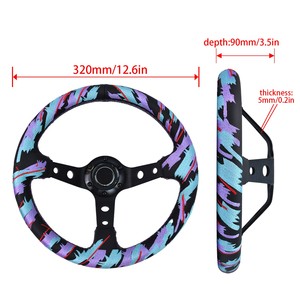 <span class=keywords><strong>Volant</strong></span> de course modifié et amélioré, personnalisé, trois couleurs, 320 mm, brodé, 3 branches, plateau profond, pour drift - Product Image 3