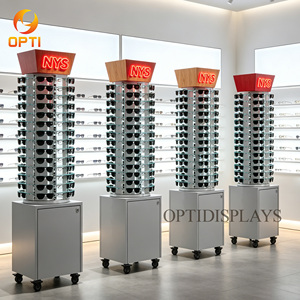 Expositor de <span class=keywords><strong>Gafas</strong></span> Independiente con Base con Cerradura, Soporte Móvil para Exhibición de <span class=keywords><strong>Gafas</strong></span> Ópticas para Comercios en Centros Comerciales - Product Image 3