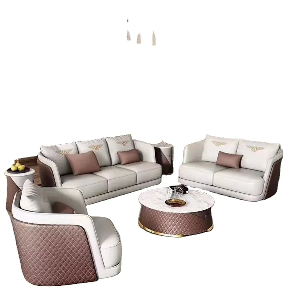 Canapé en bois massif au design italien de luxe, meubles confortable, canape chastfield bouclée, en section