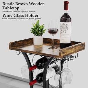 Mueble Bar con Capacidad para 14 Botellas, Ecológico, con Tapa de Hierro, Independiente, para Cocina, Sala de Estar, Almacenamiento de Bebidas y Vasos - Product Image 4