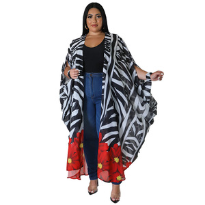 Nuevo Modelo BDBH Europea y Americana, Abrigo <span class=keywords><strong>de</strong></span> Gran Tamaño para Mujer, Suministro Transfronterizo, Chaqueta <span class=keywords><strong>de</strong></span> Gasa Estampada, Chal Casual <span class=keywords><strong>de</strong></span> Moda - Product Image 4