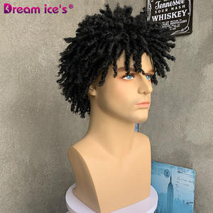 Peluca masculina con rastas a precio al por mayor, uso diario o para fiestas, Peluca de <span class=keywords><strong>pelo</strong></span> sintético para hombres con rastas cortas naturales marrones mixtas negras - Product Image 3