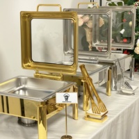 Chauffe-Plats de Luxe pour Buffet, Plats de Service sur Pieds avec Fenêtre en Verre, Idéal pour la Restauration, Hôtellerie et Grands Banquets