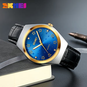 Skmei <span class=keywords><strong>2058</strong></span> montres pour hommes montre-bracelet en cuir grand cadran montres à Quartz bleu - Product Image 4