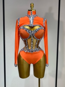 Set Tre Pezzi da Donna con Maniche Lunghe e Strass Scintillanti per Spettacoli, Drag Queen, Discoteca, Feste Serale e Compleanni - Product Image 1