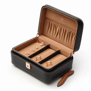 Изготовленный на заказ логотип Высококачественная шкатулка для ювелирных изделий кожаное кольцо коробка свадебные серьги браслет ожерелье Роскошная искусственная кожа коробка для ювелирных изделий упаковка - Product Image 5