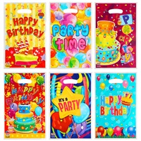 Sac cadeau en plastique pour fête d'anniversaire d'enfants, sacs à bonbons de dessin animé pour anniversaire garçon fille, cadeaux de fête prénatale, vente chaude