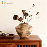 Vase en résine rétro vieilli, style Wabi Sabi texturé, poterie rustique pour fleurs, décoration de table et ornement pour la maison