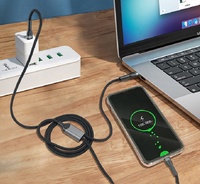 Kabel pengisi daya Tipe C ke tipe ganda, 65W Tipe C ke iPhone 15 series dan Samsung Galaxy , iPad Pro / Air / Mini dan lainnya
