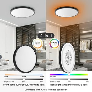 Luz de techo inteligente empotrada LED WiFi, regulable dormitorio sala de estar pasillo cocina guardería 12 pulgadas 24 vatios RGB delgada - Product Image 5