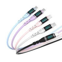 Câble de données en silicone à affichage numérique 100W pour téléphones et ordinateurs portables, câble de données en silicone à double connecteur Type-C en alliage d'aluminium