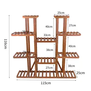 Bamboo Plant Stand Rack Multiple Flower Pot Holder Shelf Indoor Outdoor Planter Display Shelving Unit for Patio