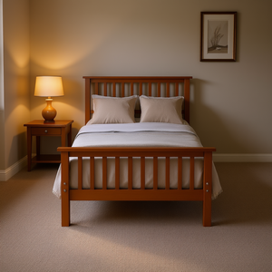 Lit plateforme en bois avec tête et pied de lit en bois massif, design traditionnel, taille Queen - Product Image 2