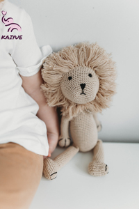 100% algodón Unisex Crochet Lion Teddy Amigurumi Jungle Nursery Decor New Baby Gift Safari Animals Lucky Lion - Product Image 5