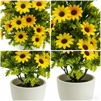 Petit arbre artificiel en forme de tournesol avec piquet de fixation au sol, assemblage en 2 parties, sans pot, décoration florale pour jardin, pelouse, cour, terrasse