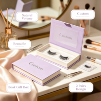 Boîte rigide en forme de livre pour faux cils, emballage cadeau cosmétique pour cils