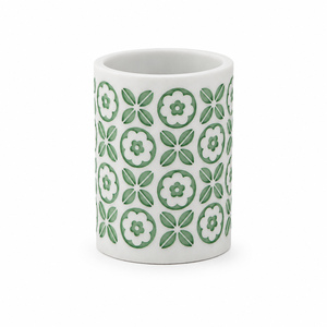 Juego de Baño de Resina con Diseño Floral Verde Estilo Mediterráneo, Accesorios con Patrones y Acabado de Arenisca Blanca - Product Image 6