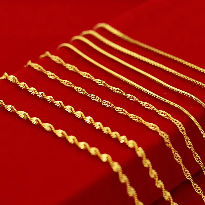 GC AU585 14 Karat rantai emas murni kalung kolye perhiasan grosir emas asli 14 K rantai kuning emas padat untuk pria wanita