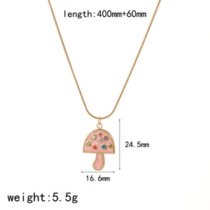 Parure Collier et Boucles d'Oreilles Champignon en Acier Inoxydable avec Diamants Colorés Sertis Clos – Bijoux Cadeau pour Femme Été 2025 - Product Image 5