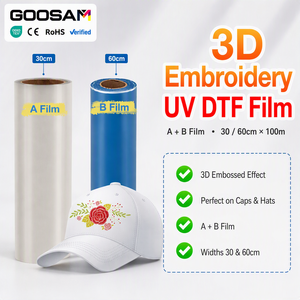GOOSAM Rollo de Película UV 3D DTF de Despegue en Caliente, Efecto AB Puff de Una Sola Cara, Bordado, 30cm 60cm para Impresora Textil, Diseño Personalizado al por Mayor - Product Image 1