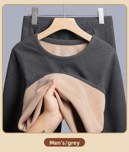 Set di Intimo Termico Invernale con Fodera in <span class=keywords><strong>Lana</strong></span>, Collo Alto, Antifreddo, Antibatterico, Antistatico, in Poliestere Caldo per <span class=keywords><strong>Uomo</strong></span> - Product Image 1
