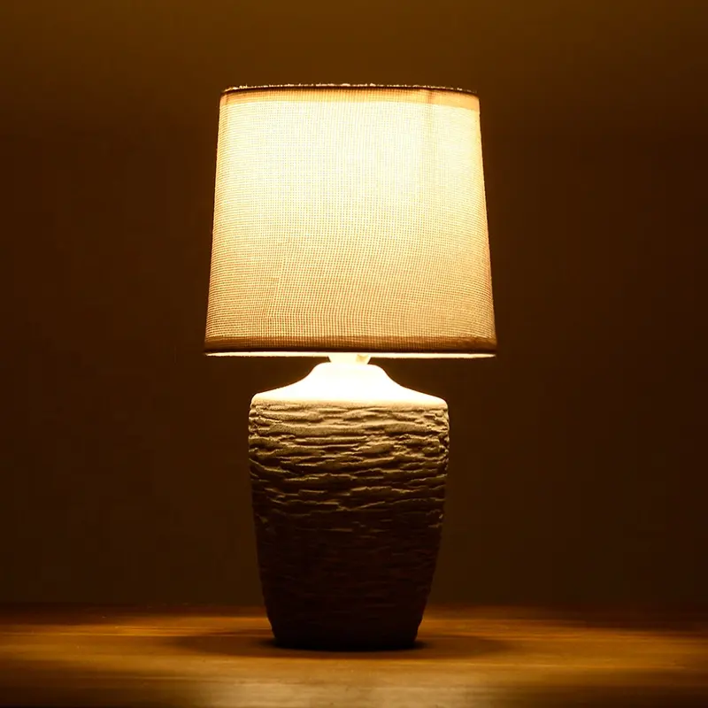 Luces nocturnas de cerámica con diseño de piedra antigua, lámpara de mesa china