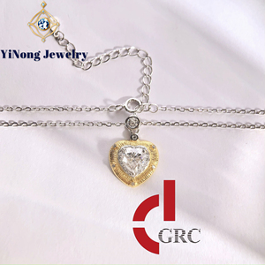 Colliers pendentifs unisexes en moissanite taille cœur Bohème étincelante, chaîne maille gourmette, certifiés IGI, bijoux en alliage pour mariage et usage quotidien - Product Image 4